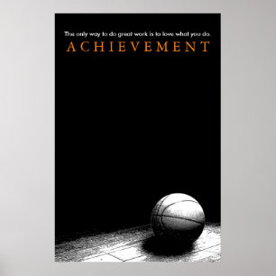 Póster Basquete Motivacional de Conquista Branca Negra