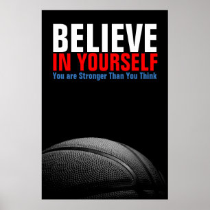 Póster Basquete preto e branco acredita em si mesmo