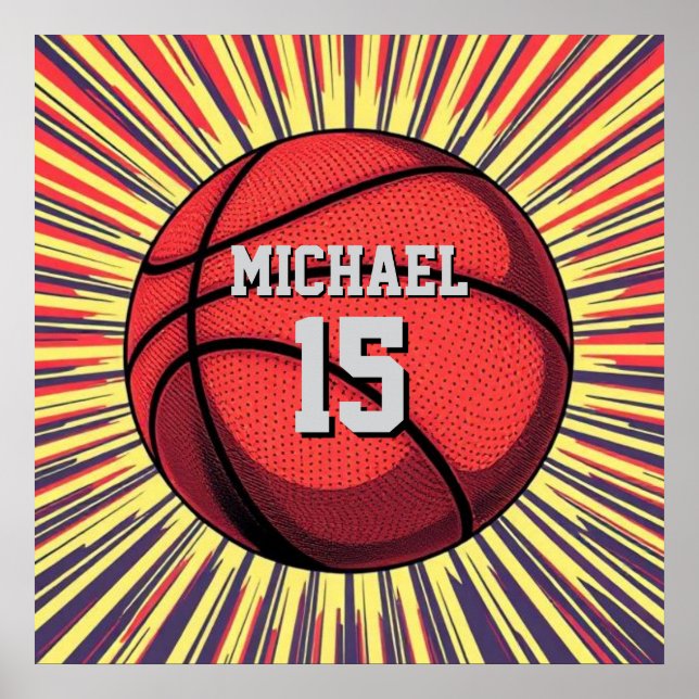 Poster Basquete Seu Nome Pop Art (Frente)