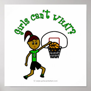 Póster Basquete Verde-Escuro para Meninas