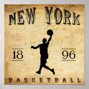 Póster Basquetebol 1896 de New York da Nova Iorque