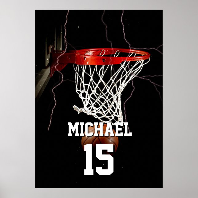 Poster Basquetebol Adicione seu Nome e Número (Frente)