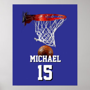Poster Basquetebol Adicione seu Nome e Número Pop Art