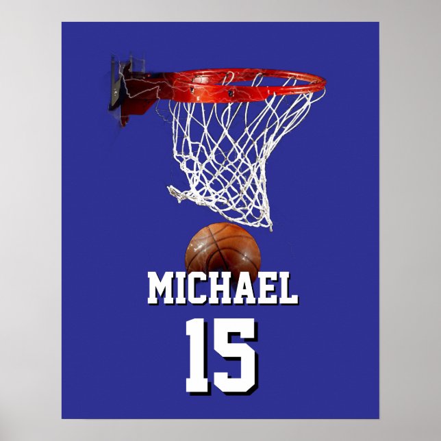 Poster Basquetebol Adicione seu Nome e Número Pop Art (Frente)