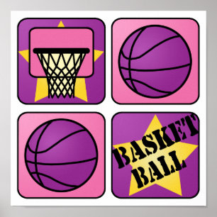 Poster Basquetebol cor-de-rosa