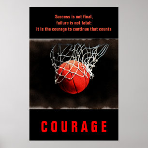 Poster Basquetebol da coragem do sucesso inspirado