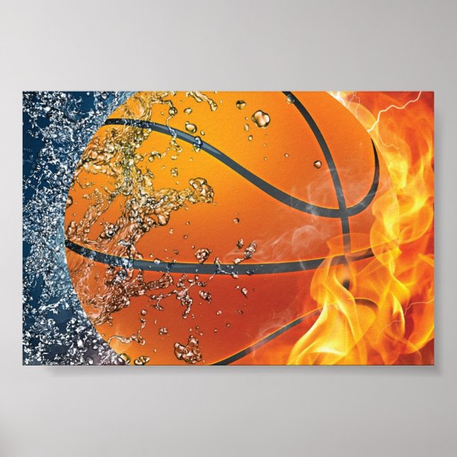 Poster Basquetebol em chamas (Frente)