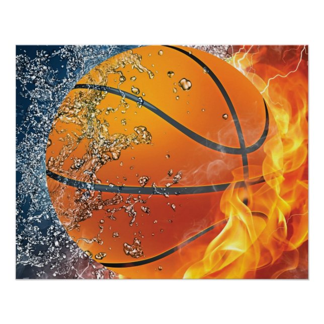 Póster Basquetebol em chamas (Frente)