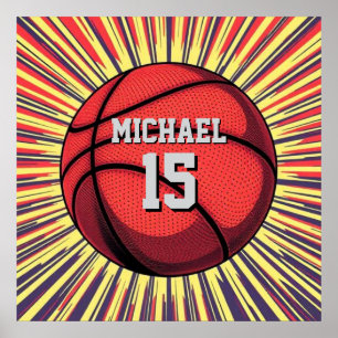 Poster Basquetebol Seu Nome Pop Art