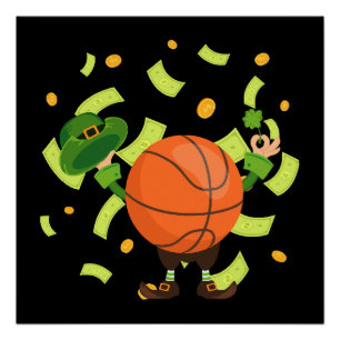Póster Basquetebol Sortudo Feliz Dia de Patrick