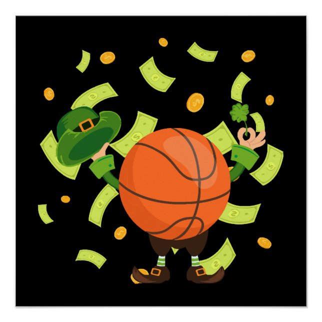 Póster Basquetebol Sortudo Feliz Dia de Patrick (Frente)