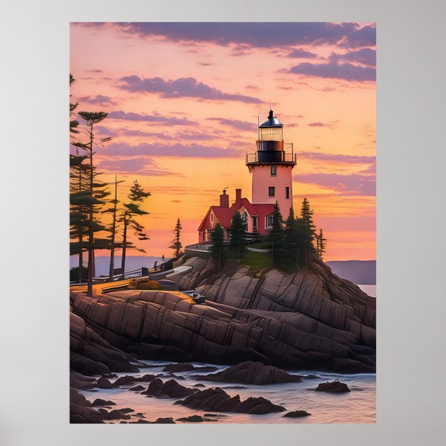Poster Bass Harbor Head Lighthouse Sunrise (Frente)