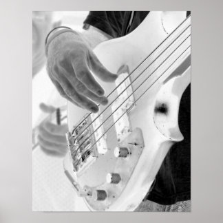Poster Bass player , baixo e mão, imagem negativa
