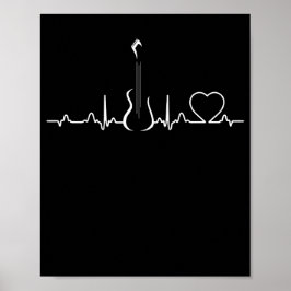 Poster Bass Player Bass Guitar Heartbeat Music Instrument
