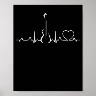 Poster Bass Player Bass Guitar Heartbeat Music Instrument