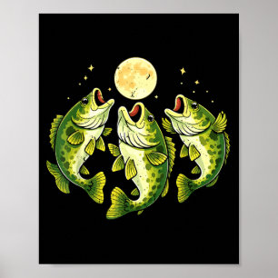 Poster Bass uivando para a lua largemouth bass