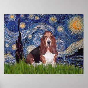 Póster Basset 1 - Noite estelar