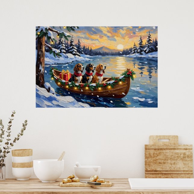 Poster Basset Hound Christmas Boat Holiday (Cozinha)