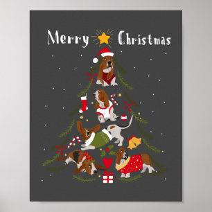Poster Basset Hound Christmas Tree Xmas Dog Lover