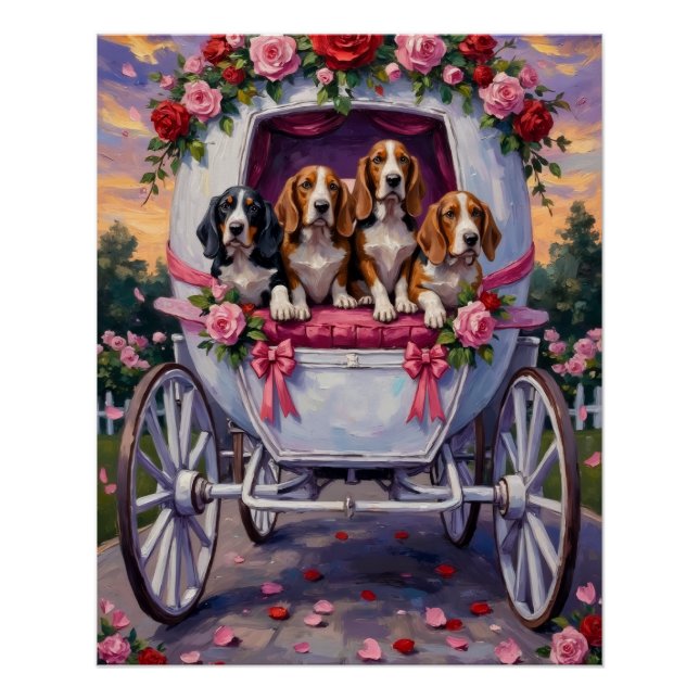 Póster Basset Hound Dog Valentine's Day  (Frente)