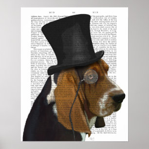 Poster Basset Hound, Formal Hound e Hat