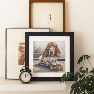 Poster Basset Hound no skate