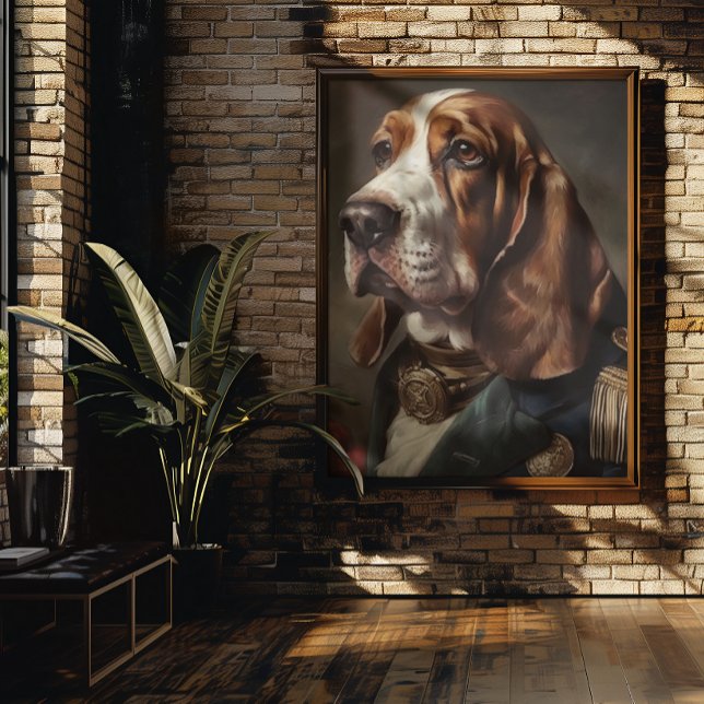 Poster Basset Hound vestindo fantasia de napoleão (Criador carregado)