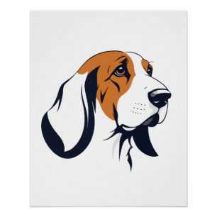 Póster Basset Hound Vetor Art Animal Modern Urban City