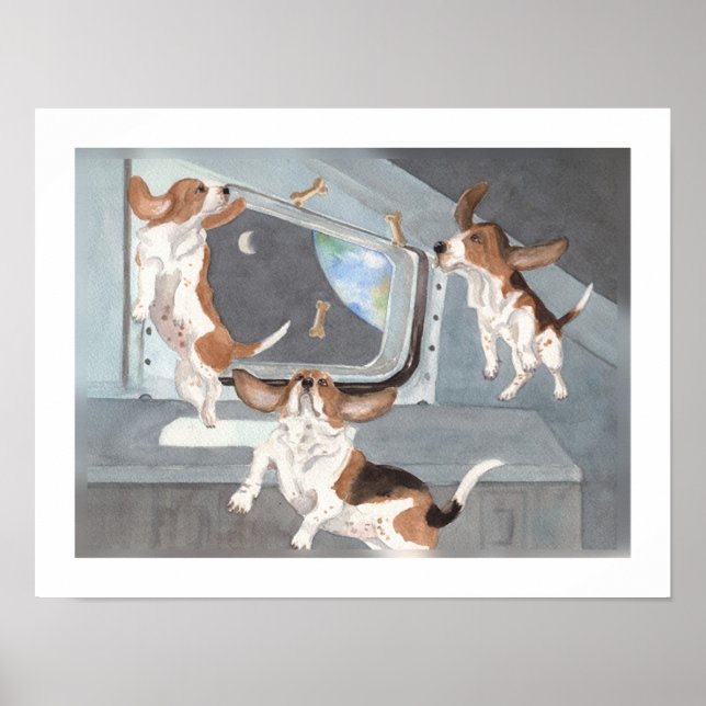Poster Bassets on Space Shuttle (Frente)