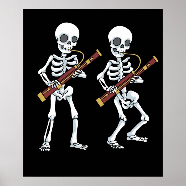 Poster Bassonista do Jogador de Banda do Skeleton Bassoon (Frente)