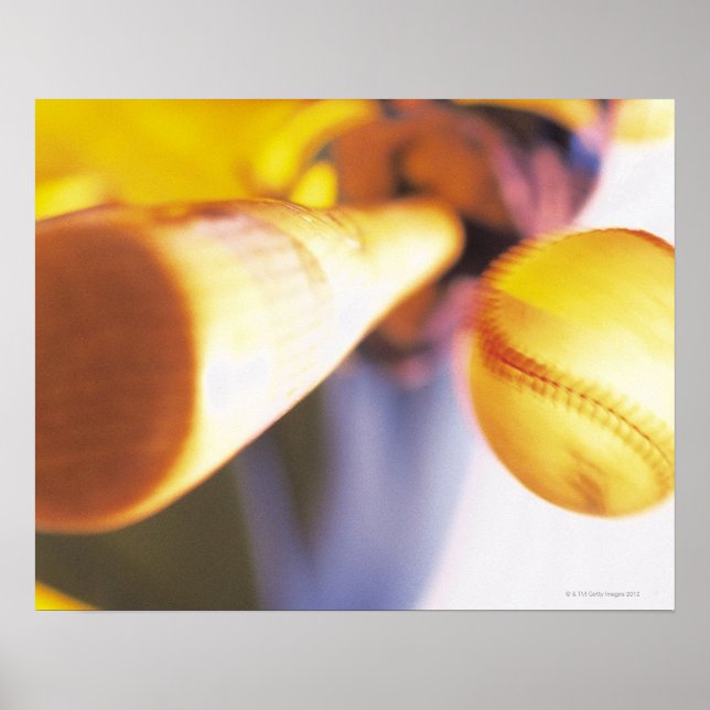 Póster Bat contatando beisebol (Frente)