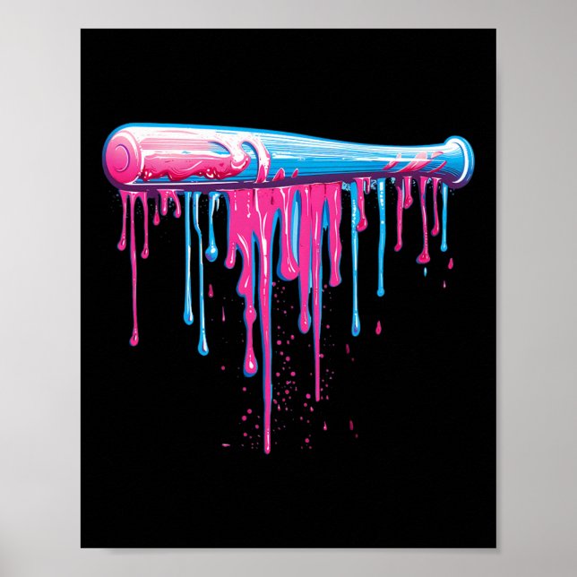 Poster Bat De Baseball Com Gotas De Sprinkles Para Homens (Frente)