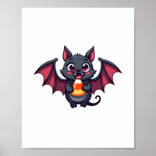 Poster Bat Vampiro com doce - Camisa-T do Dia das Bruxas