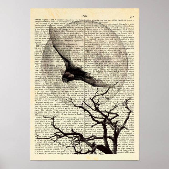 Poster Bat Voador, Lua Cheia, Arte Gótica Tradicional (Frente)