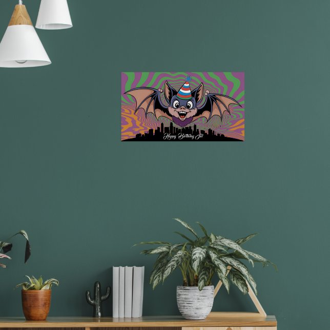 Poster Bat voando acima da cidade psicodélica (Sala de Estar 1)