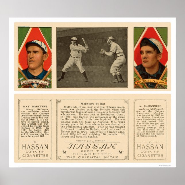 Póster Bat White Sox Baseball 1912 (Frente)