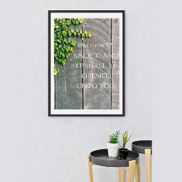 Poster Bata E A Porta Será Aberta Versículo Da Bíblia KJV