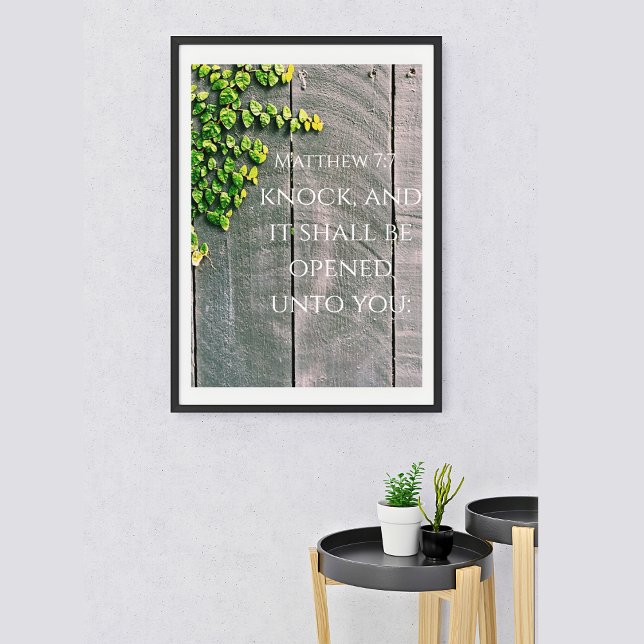 Poster Bata E A Porta Vai Abrir A Bíblia KJV Verso (Criador carregado)