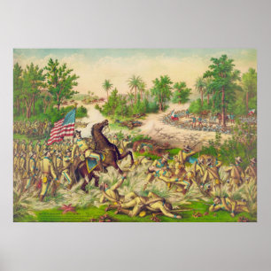 Póster Batalha americana filipino da guerra de Quingua