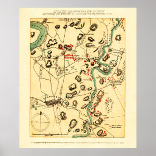 Póster Batalha de Antietam - mapa panorâmico 2 da guerra