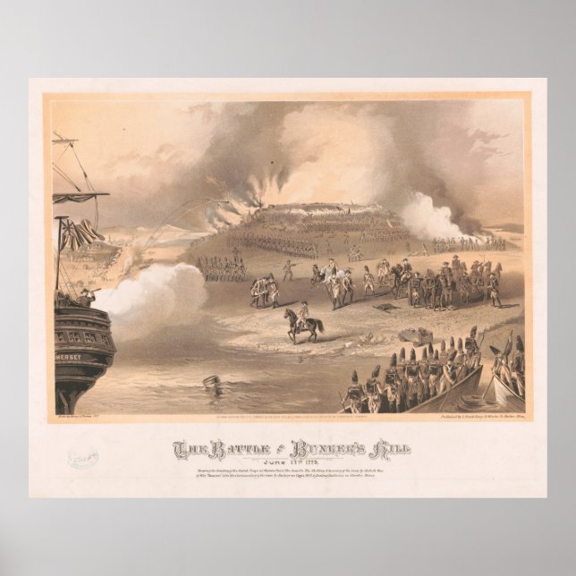Poster Batalha de Bunker Hill Illustration (1875) (Frente)