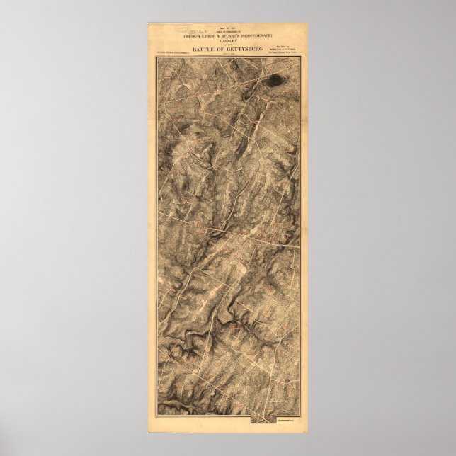 Póster Batalha de Cavalaria de Gregg & Stuart do Mapa de  (Frente)