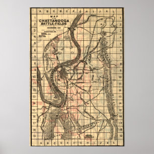 Poster Batalha de Chickamauga - mapa panorâmico 2 da