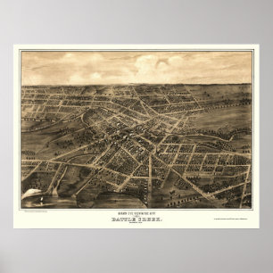 Póster Batalha de Creek, MI Mapa Panorâmico - 1870