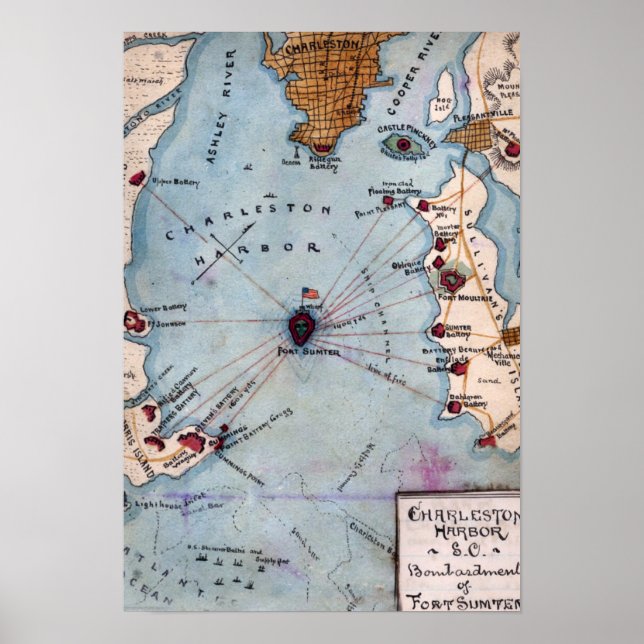 Póster Batalha de Fort Sumter - Guerra Civil Panorâmica 3 (Frente)