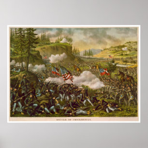 Póster Batalha de guerra civil de Chickamauga por Kurz &