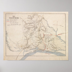 Poster Batalha de Shiloh - mapa panorâmico 4 da guerra
