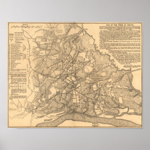 Poster Batalha de Shiloh - mapa panorâmico da guerra