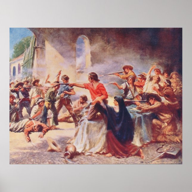 Póster Batalha do Álamo por Percy Moran (Frente)