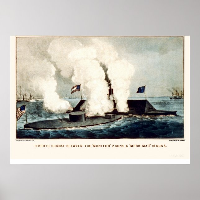 Poster Batalha do Monitor e Merrimac 1862 (Frente)